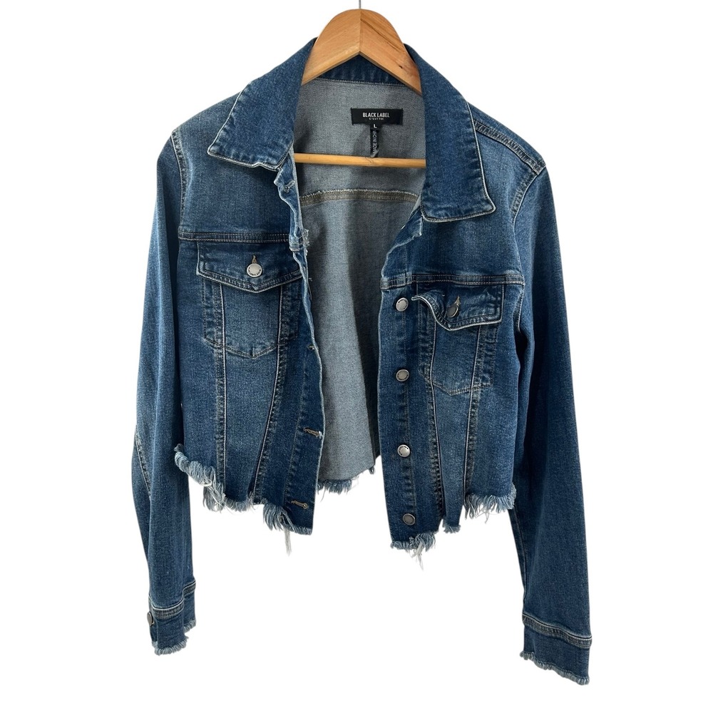 Black Label Distressed Blue Denim Jean Jacket